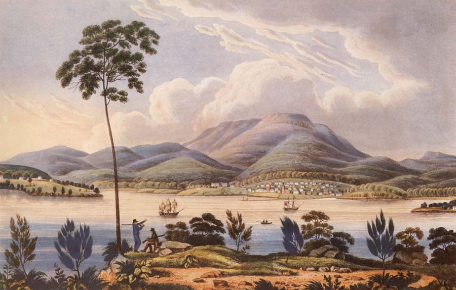 Distant View of Hobart Town,Van Diemen-s Land,from Blufhead